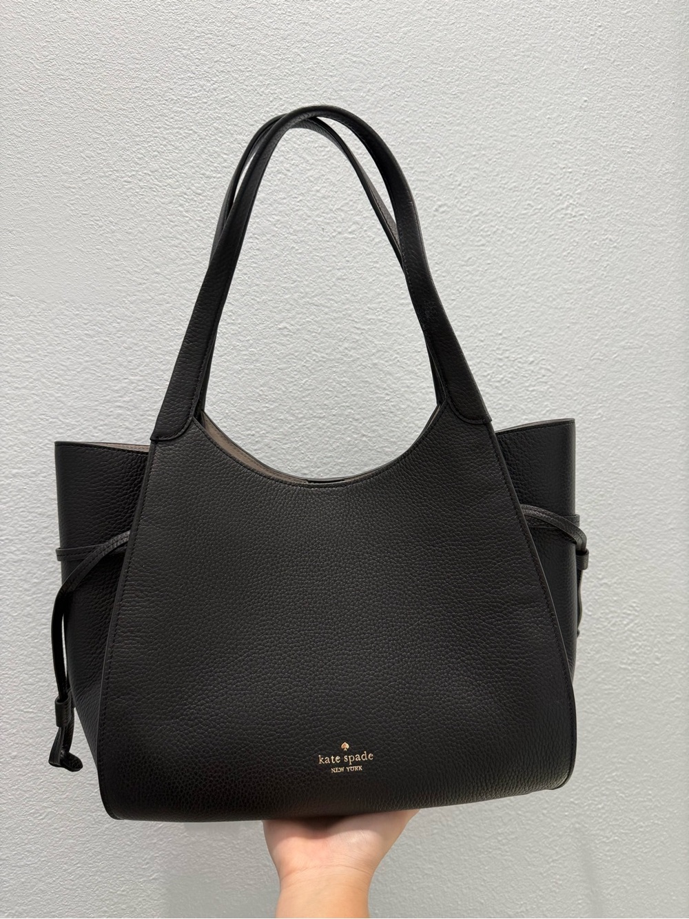 Kate Spade Stash Carryall Black Pebbled Leather Tote Bag